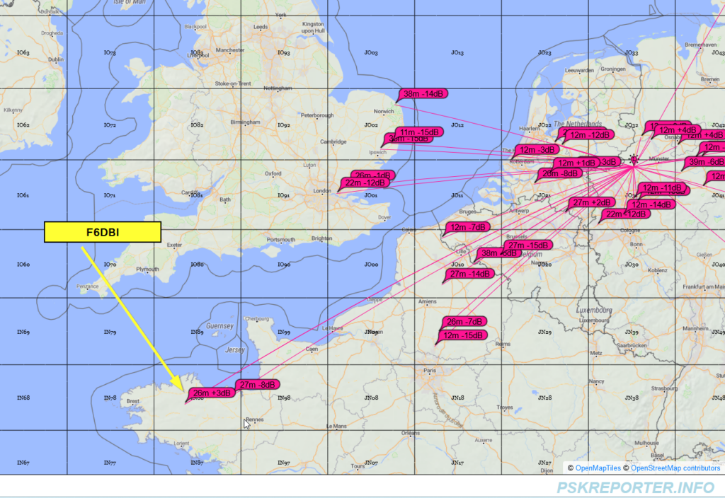 PSK Reporter F6DBI empfängt DK4ZZ mit +3 dB
